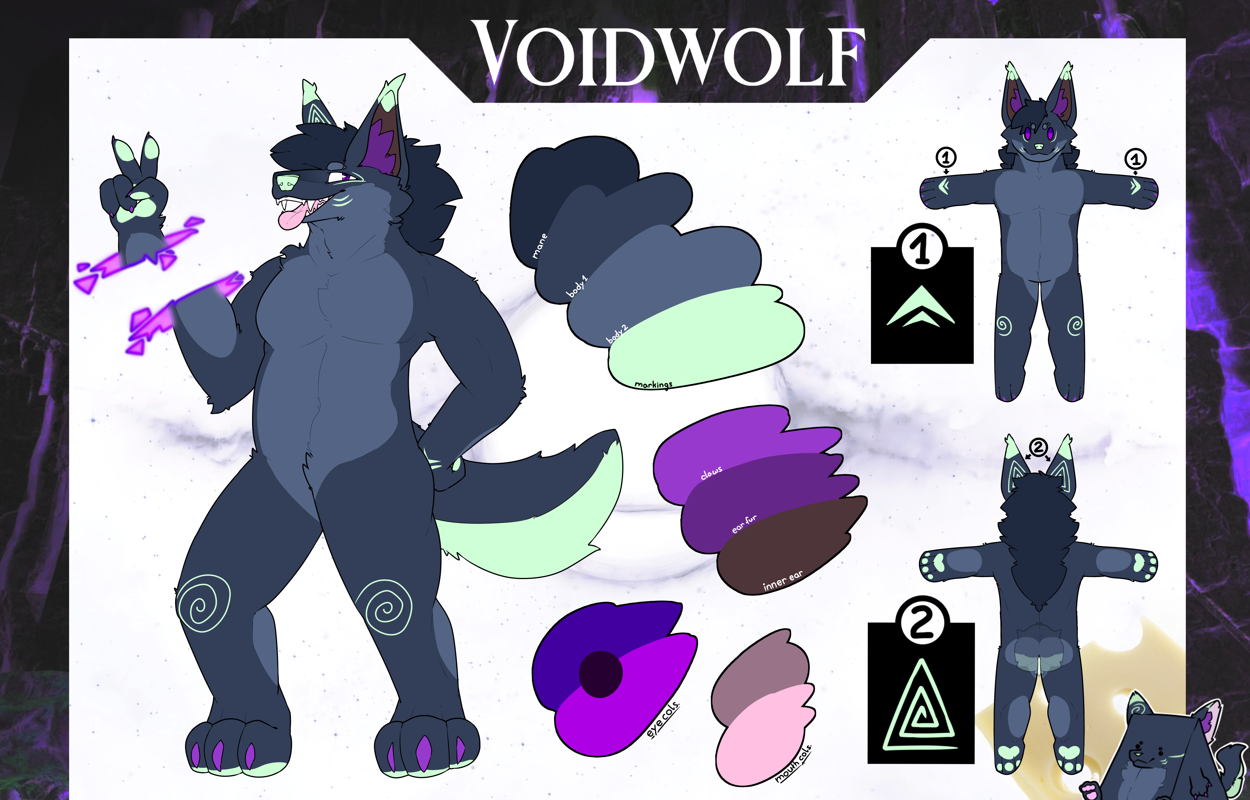 Voidwolf character reference sheet